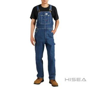 HISEA Men's Denim Bib Overalls Size 38WX30L In Blue